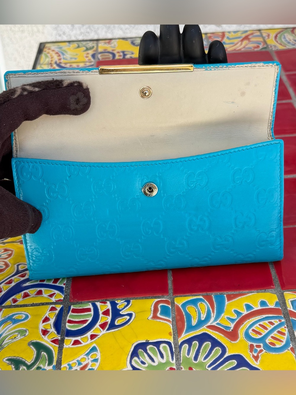 Gucci GG Continental Wallet painted blue - Picture 4 of 8
